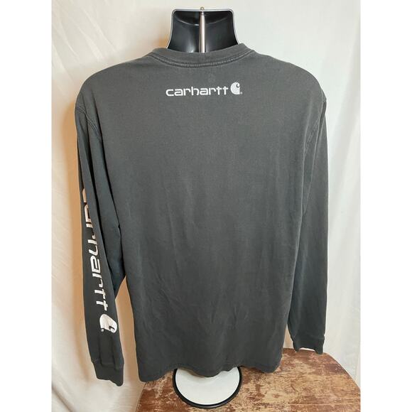 Carhartt Long Sleeve Logo Shirt Men’s Medium Black Workwear - Picture 2 of 5